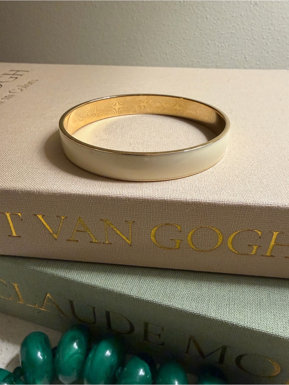 J. Crew Cream and Gold Enamel Bangle Bracelet